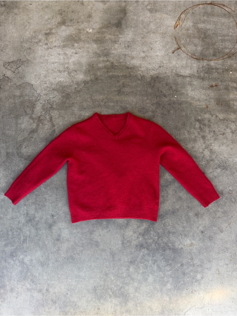 100% Cashmere Long Sleeve V Neck Knit Sweater Red Kids Size 10-12